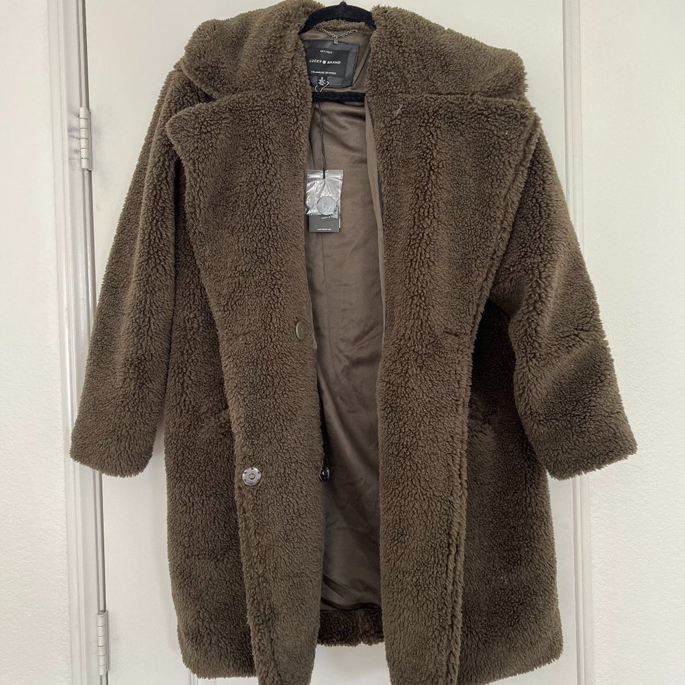 Lucky Brand Green Furry Coat (NWT)